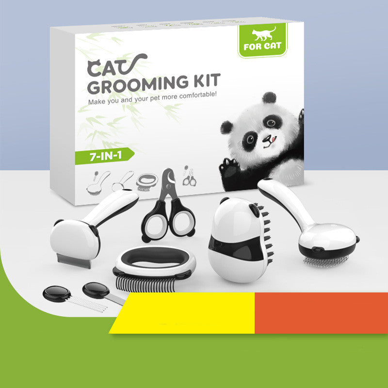Panda Model Cat Grooming Brush Set