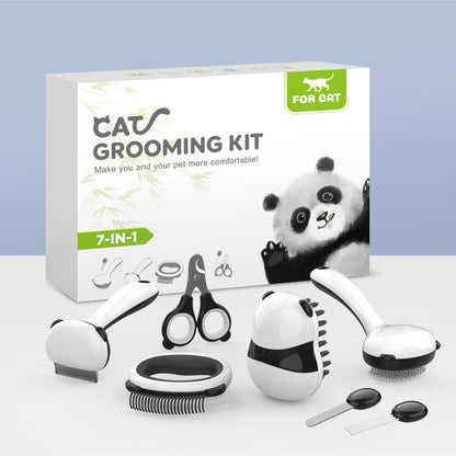Panda Model Cat Grooming Brush Set