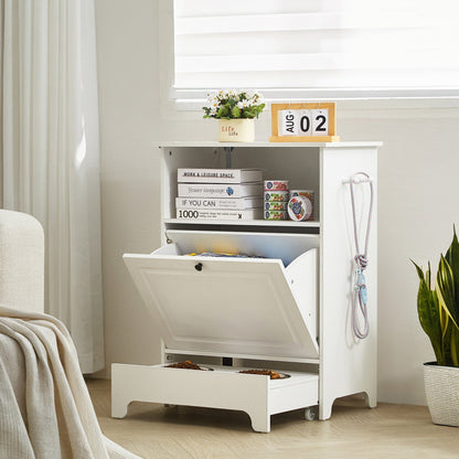 Pet Feeding Station (Elevated Dog Bowls Dog Food & Toy Storage Cabinet)